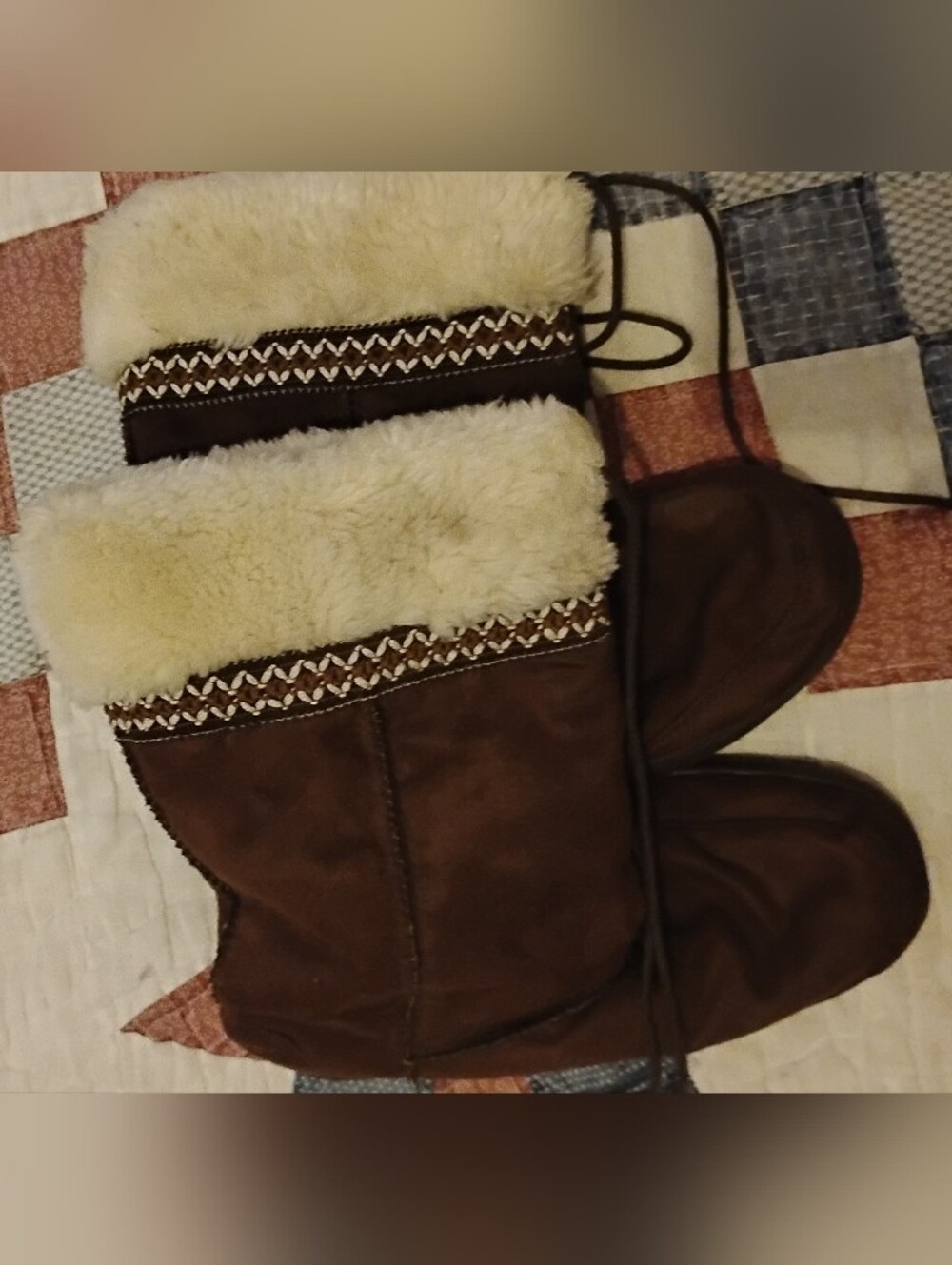 Brown Faux Suede Shearling Lined Winter Boots